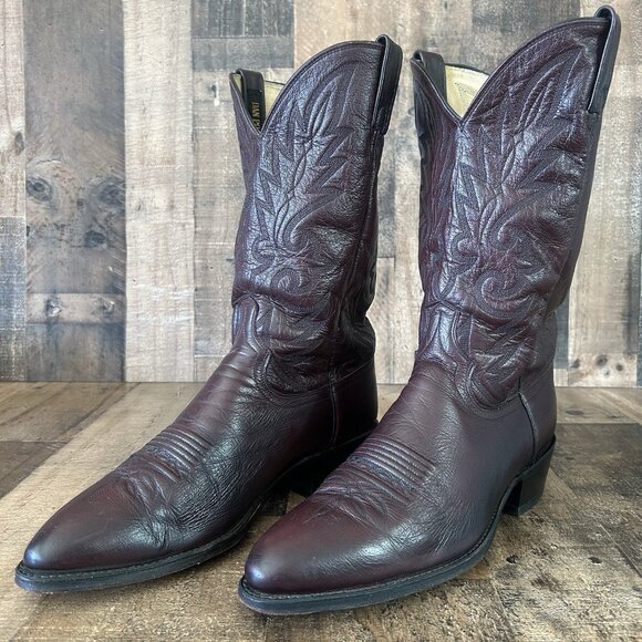 Dan Post 16773 Vintage Black Cherry Western Cowboy Boots Mens 12 D - Picture 2 of 12